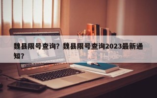 魏县限号查询？魏县限号查询2023最新通知？