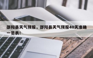 邵阳县天气预报，邵阳县天气预报40天准确一览表！